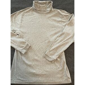 Vintage Eddie Bauer Turtleneck Layer Shirt Womens Medium Tall 100% Cotton Gray